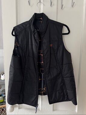 Ariat Black Quilted Vest with Equestrian-Print Lining